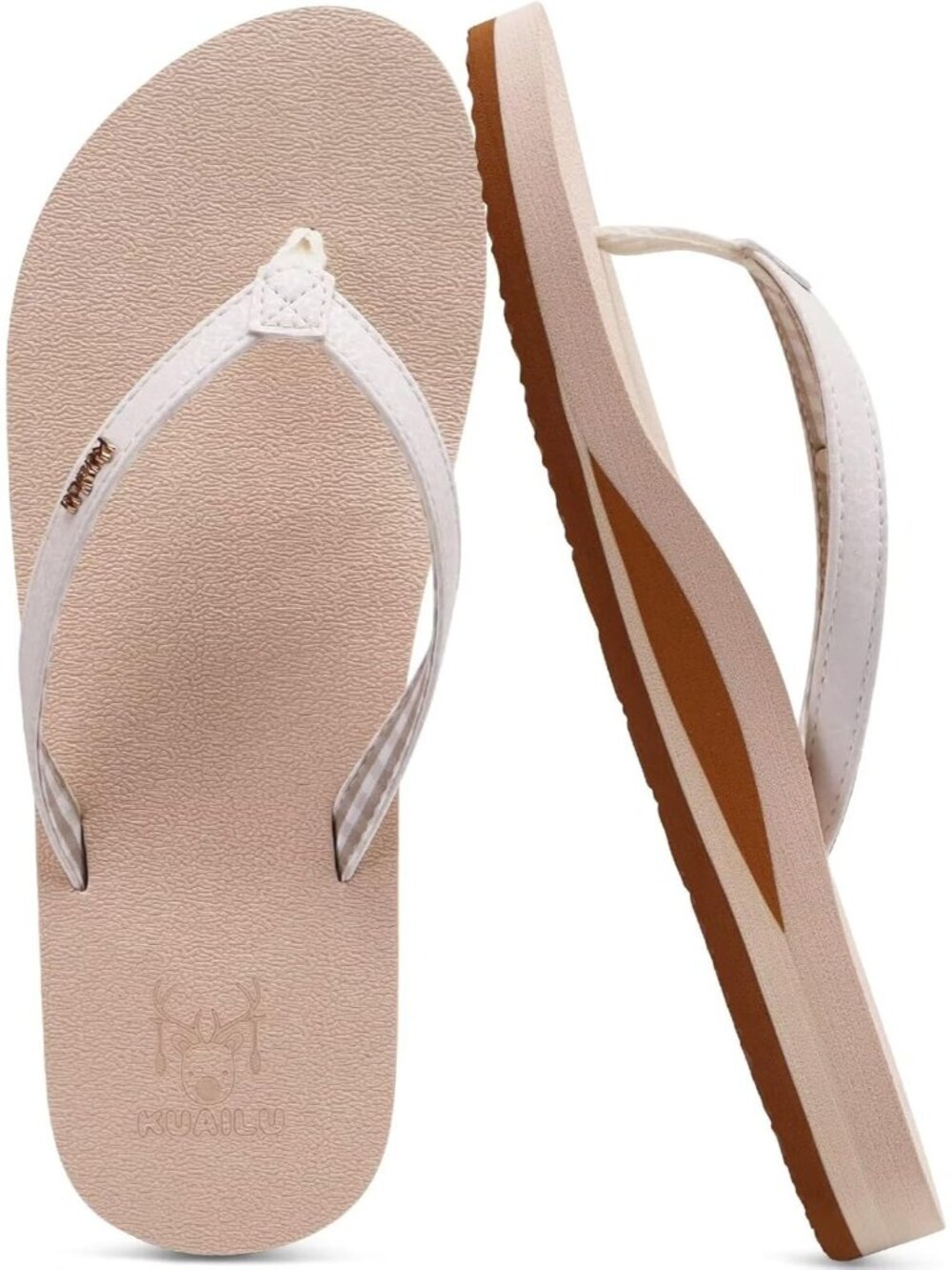 Women's White Arch Support Summer Beach Thong Sandals Comfortable Casual